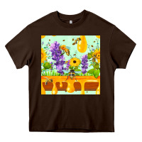 Chocolate Brown honeydrip bee lavender daisy sunflower seamless pa Heavy Core Tee - FaDigitalArtStudio