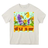 Cream honeydrip bee lavender daisy sunflower seamless pa Heavy Core Tee - FaDigitalArtStudio