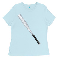 Baby Blue white wooden softball bat Ladies Tee - FaDigitalArtStudio