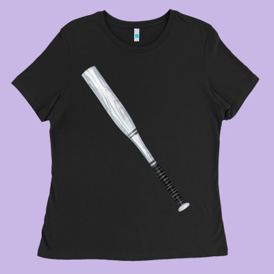 White Wooden Softball Bat Ladies Tee Designed By Fadigitalartstudio