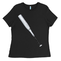 Black white wooden softball bat Ladies Tee - FaDigitalArtStudio