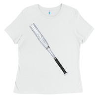 White white wooden softball bat Ladies Tee - FaDigitalArtStudio
