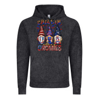 Vintage Black Chilling with my gnomies with usa Vintage Hoodie - NancyCooperArtShop