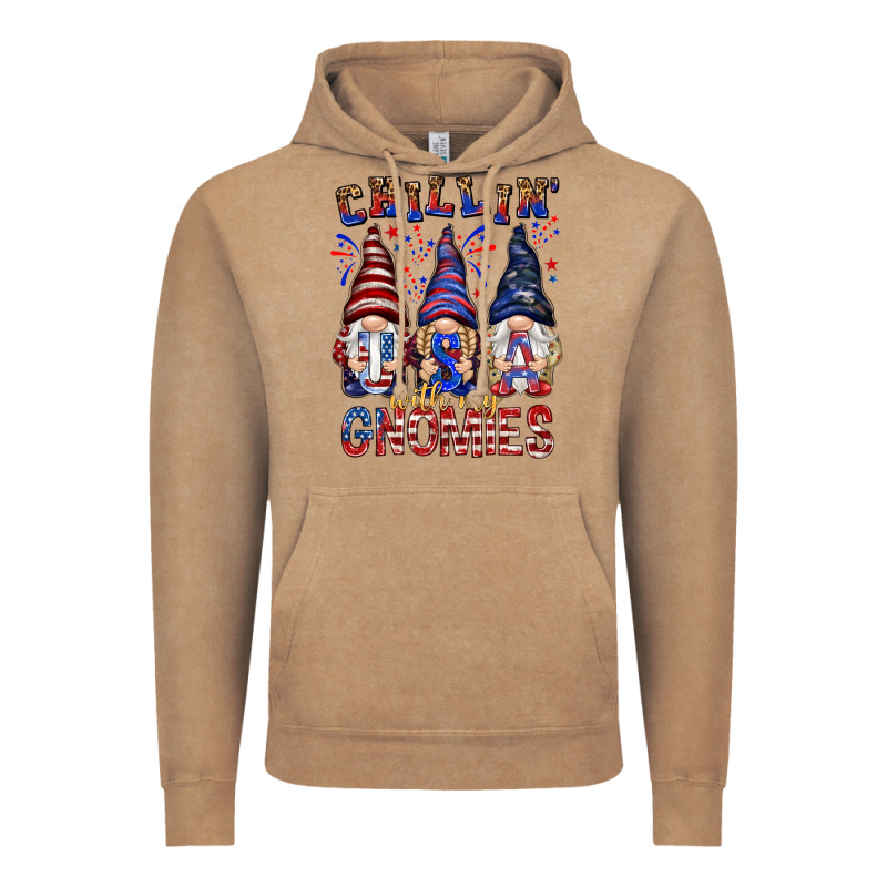 Chilling With My Gnomies With Usa Vintage Hoodie by NancyCooperArtShop | Teevron