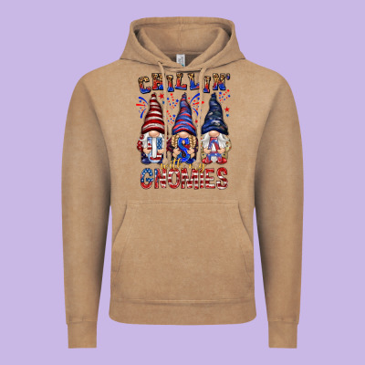 Chilling With My Gnomies With Usa Vintage Hoodie Designed By Nancycooperartshop