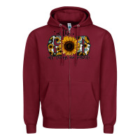 Burgundy with god all things are possible sunflower Zipper Hoodie - Jasminsmagicworld