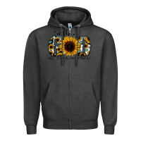 Charcoal Heather with god all things are possible sunflower Zipper Hoodie - Jasminsmagicworld