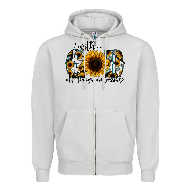With God All Things Are Possible Sunflower Zipper Hoodie by Jasminsmagicworld | Teevron