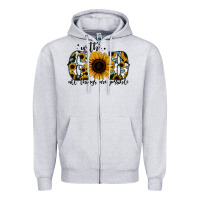 Heather Grey with god all things are possible sunflower Zipper Hoodie - Jasminsmagicworld