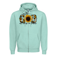Seafoam with god all things are possible sunflower Zipper Hoodie - Jasminsmagicworld
