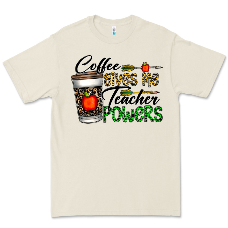 Coffee Gives Me Teacher Powers Premium Tee by CowhideDigitalArt | Teevron