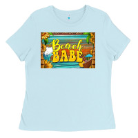 Baby Blue beach babe skinny metal can holder Ladies Tee - HRA Design Shop