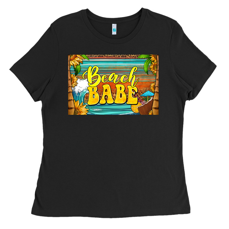 Beach Babe Skinny Metal Can Holder Ladies Tee by HRA Design Shop | Teevron