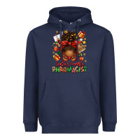 Navy santas favorite pharmacist afro messy bun Heavyweight Hoodie - texasbilliewilder