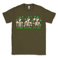 Army Green drink drank drunk st. patricks day skeletons Classic Tee - MaliasSmallBusiness