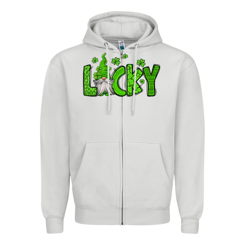 Lucky Gnome St Patricks Day Zipper Hoodie by Jasminsmagicworld | Teevron
