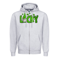 Heather Grey lucky gnome st patricks day Zipper Hoodie - Jasminsmagicworld