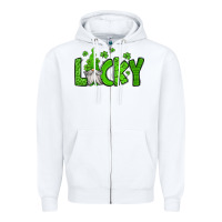 White lucky gnome st patricks day Zipper Hoodie - Jasminsmagicworld