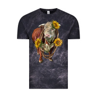 Cloud Black hereford bull rope and sunflowers Vintage Tee - LillyAllenDesigns