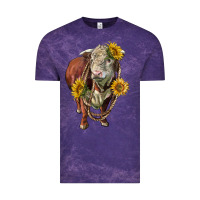 Cloud Purple hereford bull rope and sunflowers Vintage Tee - LillyAllenDesigns