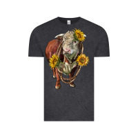 Vintage Black hereford bull rope and sunflowers Vintage Tee - LillyAllenDesigns