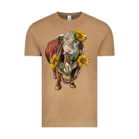 Vintage Camel hereford bull rope and sunflowers Vintage Tee - LillyAllenDesigns