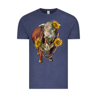 Vintage Denim hereford bull rope and sunflowers Vintage Tee - LillyAllenDesigns