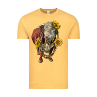 Vintage Mustard hereford bull rope and sunflowers Vintage Tee - LillyAllenDesigns