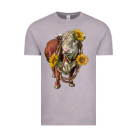 Hereford Bull Rope And Sunflowers Vintage Tee | Teevron