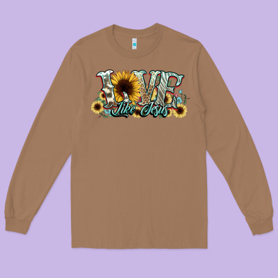 Love Like Jesus Sunflowers Long Sleeve Tee Designed By Nancycooperartshop