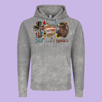 Faith Love Freedom Usa Vintage Hoodie Designed By Nancycooperartshop