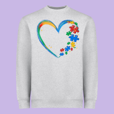 Autism Heart Heavyweight Sweatshirt Designed By Maliassmallbusiness