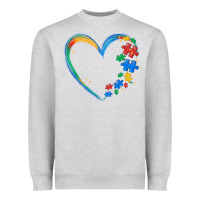 Heather Grey autism heart Heavyweight Sweatshirt - MaliasSmallBusiness
