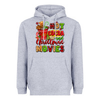 Heather Grey hot cocoa and christmas movies Heavyweight Hoodie - texasbilliewilder