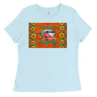 Baby Blue i'd rather be camping skinny metal can holder Ladies Tee - HRA Design Shop