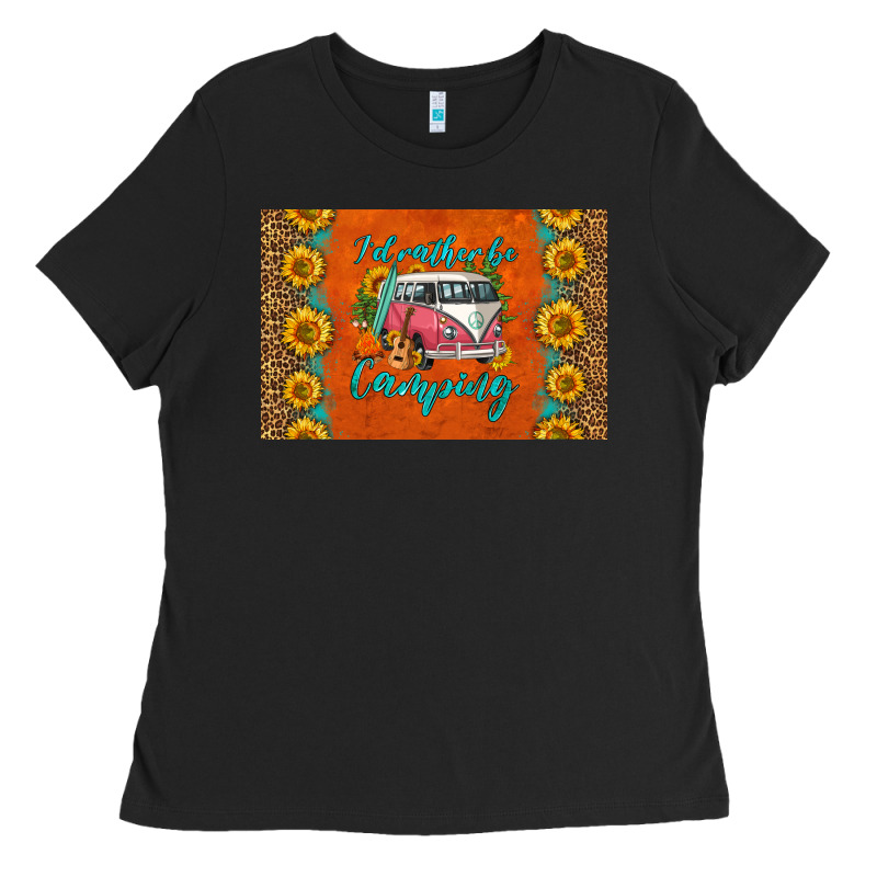I'd Rather Be Camping Skinny Metal Can Holder Ladies Tee by HRA Design Shop | Teevron