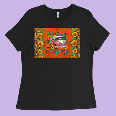 I'd Rather Be Camping Skinny Metal Can Holder Ladies Tee Designed By Hra Design Shop