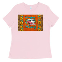 Bubblegum Pink i'd rather be camping skinny metal can holder Ladies Tee - HRA Design Shop