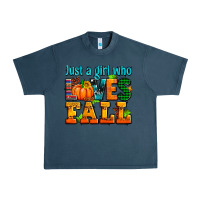 Midnight Navy just a girl who loves fall Urban Heavy Tee - AdoDesignShop