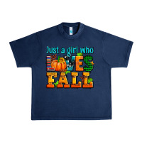 Navy just a girl who loves fall Urban Heavy Tee - AdoDesignShop