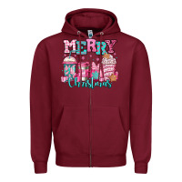 Burgundy merry christmas pink coffee cups Zipper Hoodie - Jasminsmagicworld