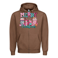 Chestnut merry christmas pink coffee cups Zipper Hoodie - Jasminsmagicworld