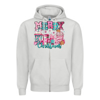 Dove Grey merry christmas pink coffee cups Zipper Hoodie - Jasminsmagicworld
