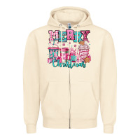 Sandshell merry christmas pink coffee cups Zipper Hoodie - Jasminsmagicworld