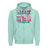 Merry Christmas Pink Coffee Cups Zipper Hoodie | Teevron