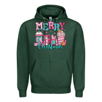 Sports Green merry christmas pink coffee cups Zipper Hoodie - Jasminsmagicworld