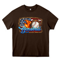 Chocolate Brown western american flag baseball Heavy Core Tee - HRA Design Shop