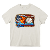 Cream western american flag baseball Heavy Core Tee - HRA Design Shop