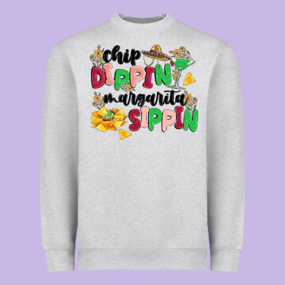 Chip Dippin' Margarita Sippin Heavyweight Sweatshirt Designed By Maliassmallbusiness