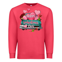 Cardinal Happy Valentine's day turquoise truck Premium Sweatshirt - HowdyJamesFarm